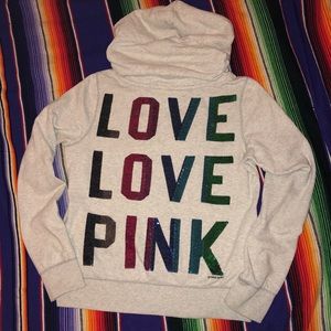 SOLD Victoria’s Secret Pink Rainbow Bling hoodie M